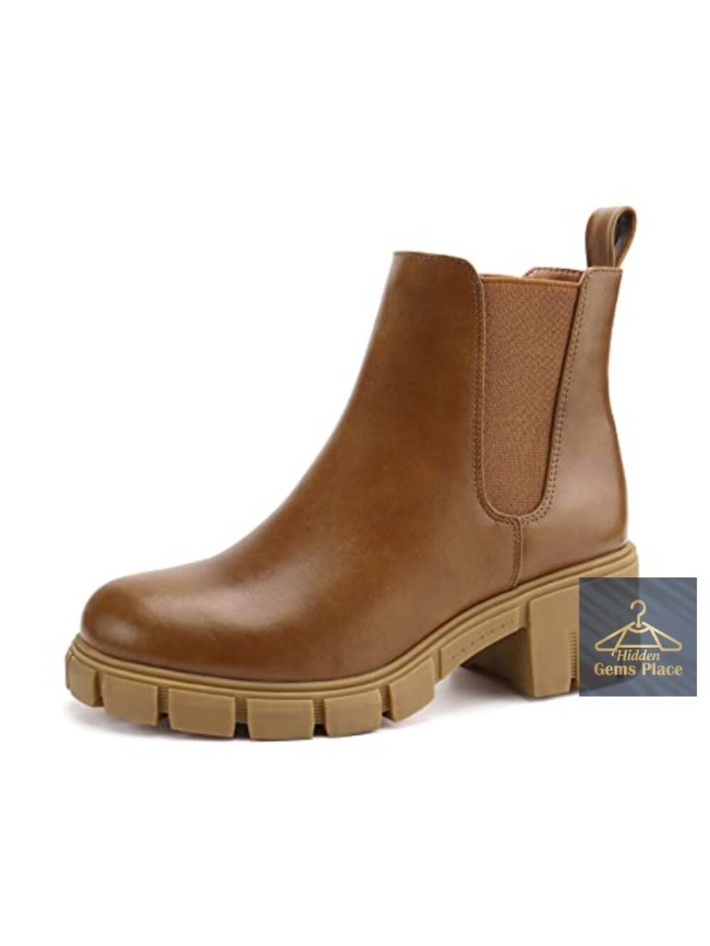 Women's Platform Chelsea Ankle Boots Chunky Heel Faux Leather Suede